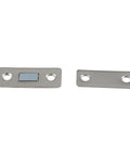 Two Pack Magnetic Cabinet Door Closers With Slim Metal Design, Strong Magnets, And Mounting Hardware, shown side by side.