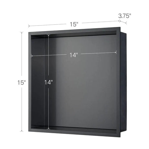 Shower Niche Insert Shelf 14 By 14 Inch No Tile Needed Stainless Steel In Wall Storage Organizer Black Grey Finish