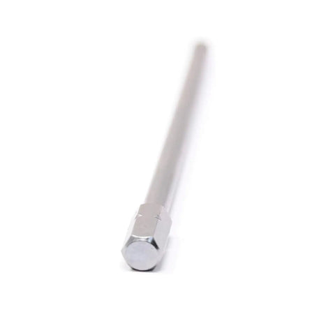 Top Shelf Four Inch Extended Hex Screwdriver Bit With Three Sixteenth Inch Ball End crafted for stubborn rifle screws, shiny steel finish.
