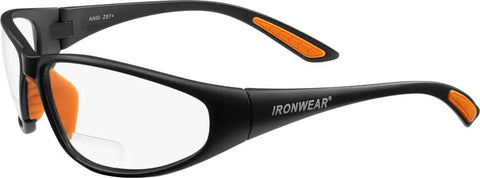 Side view of Bradford 3030 Series Nylon Protective Safety Glasses with 2.0 Bifocal Lens and Clear Lens Black Frame One Size