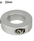 Heavy Duty Split Clamp Collar 25MM Aluminum Alloy Drill Depth Stop Ring With Bearing Backstop view showing split design and installation screws.