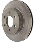 Front view of Centric C-Tek front brake rotor; metallic gray with five-lug hub, fits 1997–2002 Dodge Dakota/Durango