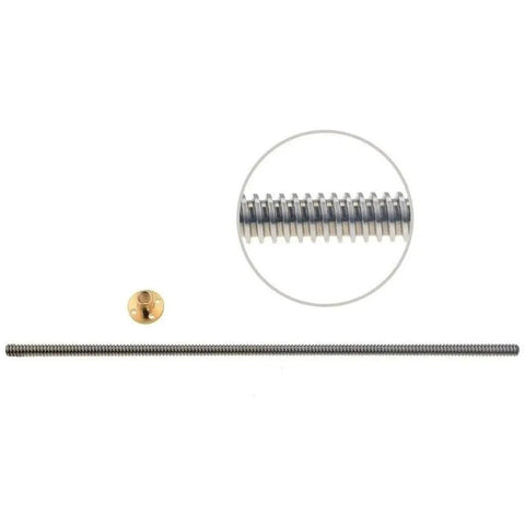 8mm T8 Threaded Trapezoidal Lead Screw For 3D Printers, Stainless Steel, 1mm Or 2mm Pitch, lead screw with nut