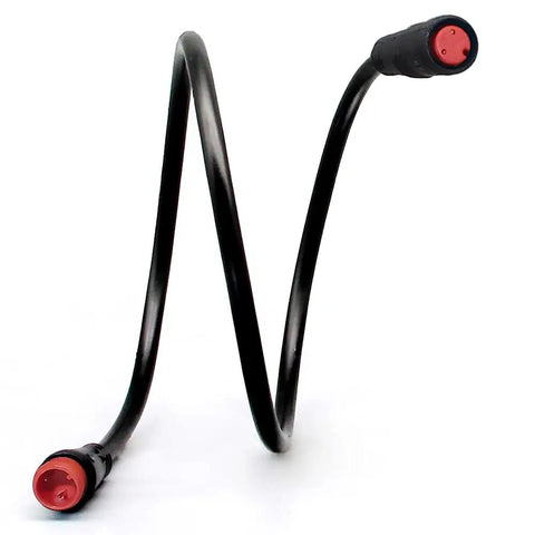 Ebike Extension Cable 2Pin 3Pin 4Pin 5Pin 6Pin Waterproof Male To Female Connector Set bent in a spiral shape on white background.