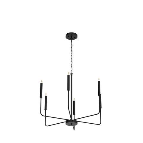Black 6 Light Farmhouse Chandelier With Industrial Iron Vibe For Dining Room Living Room Kitchen Island And Foyer, Adjustable Height Chain