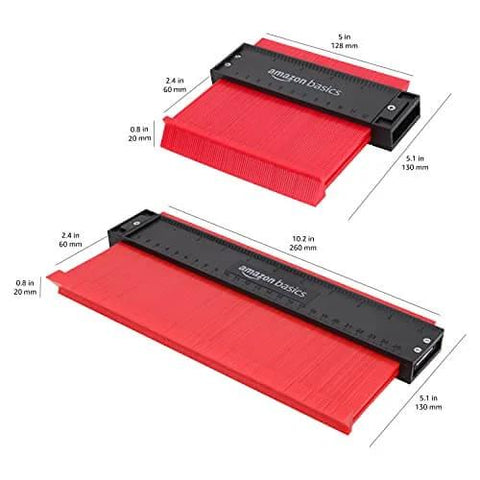 Contour Gauge Set Of 2 5 Inch And 10 Inch Profile Tools for shape duplicating with measuring scale and magnetic back, top view
