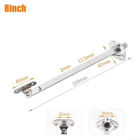 Two Pack Cabinet Flap Stay Hinge Set With Iron And Zinc Alloy Drop Lid Support Sliding Rail For Cupboard Doors Nickel Plated Fixed Connectors Durable Kitchen Cabinet Hardware 8 Inch Silver