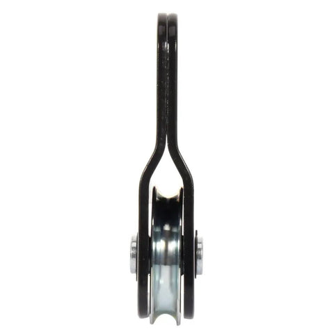 Heavy Duty High Strength Steel 8000 Lb Snatch Block Pulley For 4X4 Off Road Winch Setup, side view showing pulley's smooth wheel.