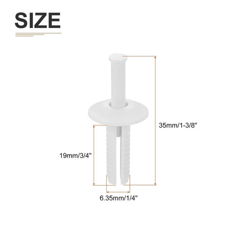 Heavy Duty Nylon Drywall Rivets 1 Quarter Inch By 3 Quarter Inch 50 Pack White Mushroom Blind Rivets dimensions diagram
