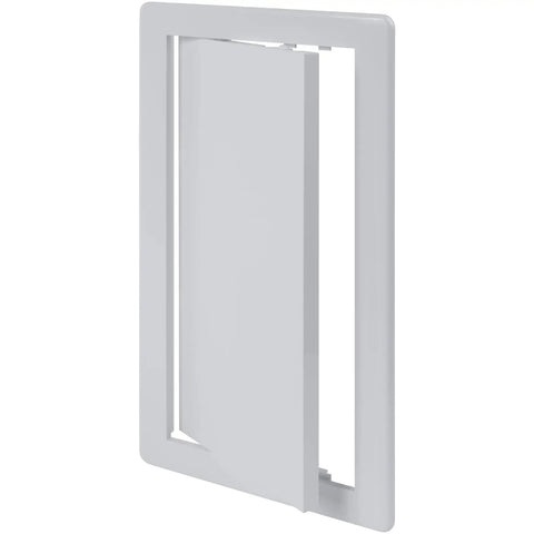 Rock Solid White Abs Plastic Access Panel With Six By Twelve Inch Cut Out For Drywall Wall And Ceiling Patch Quick Install No Sweat Fit Smooth Electrical Plumbing Hole Cover Built Tough Indoor Outdoor Choice Premium Inspection Door Replacement, side view showing smooth finish.