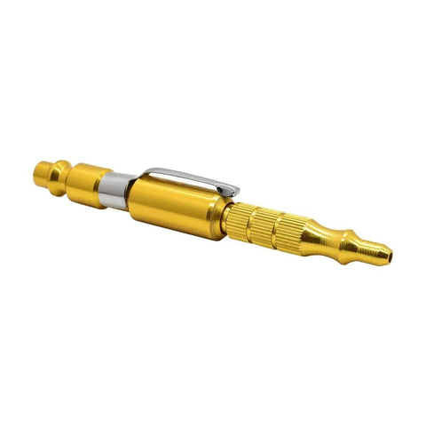 Straight Shooting Aluminum Air Blow Gun With Adjustable Pressure Dial And Concealed Pocket Clip 1/4 Inch Industrial Plug for precise airflow.