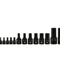 Allen Bit Socket Set, 14 Piece SAE Heavy Duty Impact Grade Cr-Mo Sockets From 3/32 To 3/4 Inch assorted sizes displayed