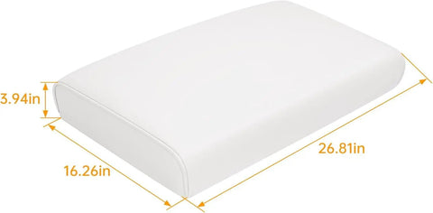 Universal Pontoon Boat Seat Bottom Cushion For 8WD159 Series 50 Quart Swingback Cooler Seat And 8WD159-R-S, white, dimensions shown