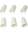 Six white large ceramic wire connectors for high-heat electrical splicing.