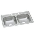 Top view of Dayton 33 In. X 22 In. X 7-1/16 In. Equal Double Bowl Drop-In Kitchen Sink Stainless Steel For Easy Install And Everyday Durability