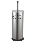 Slick Brushed Metal Toilet Plunger With Spill Proof Canister And Wall Mount Holder For Bathroom Corner Storage No Sweat Clog Remover