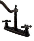 Heritage 8-Inch Centerset Kitchen Faucet in Oil Rubbed Bronze with Brass Sprayer, washerless cartridge, four-hole installation