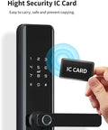 Slick Fingerprint Door Lock Delivering Dead Easy App Pairing And Rock Solid Setup For Tight Home Security Plus Fast Guest Swipes Via Custom Temp Codes And Lightning Fast Biometric Scanning, showing IC card access with keypad.