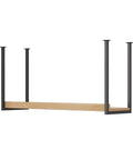 Heavy Duty Floating Shelf Bracket Ceiling Mount Metal Pipe Shelf Wrought Iron Storage Rack For Kitchen Bar Dining Room Built Different Holds 110 Lbs Easy With Screws Included, black and wood design.