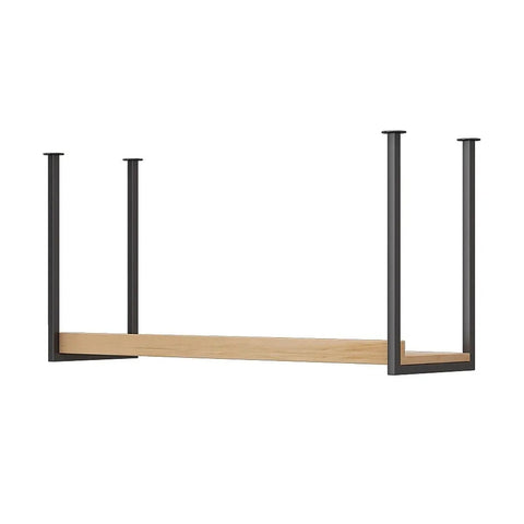 Heavy Duty Floating Shelf Bracket Ceiling Mount Metal Pipe Shelf Wrought Iron Storage Rack For Kitchen Bar Dining Room Built Different Holds 110 Lbs Easy With Screws Included, black and wood design.