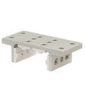 10 Series 4 Slot Mount Double Flange Linear Bearing With Brake Holes For Aluminum T Slotted Rails DIY Friendly Short Standard Size Includes Pads Screws And Shims Self Lubricating UHMW Pads Fits The 2 Inch Side Of 10 Series Extrusion. White aluminum bearing with brake holes and screws