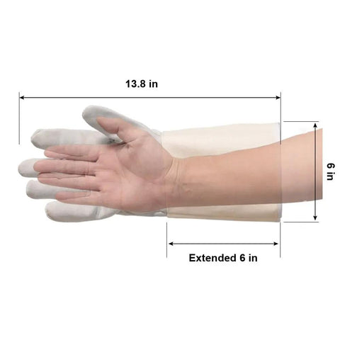Heavy Duty Welding Gloves For MIG And Stick Welding, Built To Take The Heat, 13.8 Inch Gauntlet Cuff, Grey, showing dimensions
