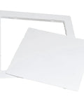 14 X 14 Square White Wall Access Panel Reversible Flex Frame To Hide Cables And Piping Flush Or Surface Mount Style Snap Secure Heavy Duty ABS