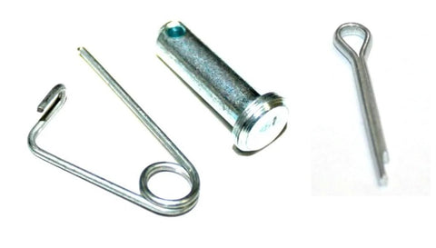 Throttle Rod Clevis Kit With 6061 Billet Aluminum Black Anodized Finish for go-kart racing, 1/4-28 threaded, includes cotter pins.