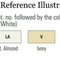 Color reference illustration showing Almond, Black, Light Almond, Ivory, and White options for Heavy Duty 15 Amp Tamper Resistant outlets.