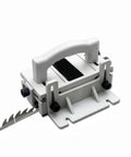 Heavy Duty Adjustable Three Way Force Push Block For Table Saws Jointers Stationary Power Tools featuring a gray handle and sharp blade.