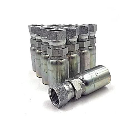10-pack FJX-12-12 3/4 in hose x 3/4 in JIC 37° female hydraulic hose end swivel crimp fittings