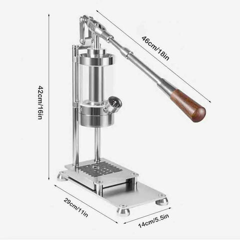 Top Shelf Manual Espresso Machine With 58mm Standard Filter Basket And Adjustable Pressure Gauge crafted from premium stainless steel.