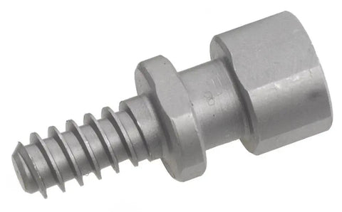 Close-up of Safe Lock Woodworm Screw Chuck Accessory For Wood Lathe, durable metal construction, side angle view