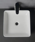 Top view of USZWBY Vessel Sinks Bathroom Vessel Sink Modern Simple Home Art Counter Basin Square Ceramic with faucet.