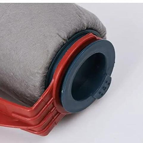 Close-up of Smooth As Butter Wall Paint Roller Built For Textured Surfaces, foam sleeve with red frame showing reservoir design.