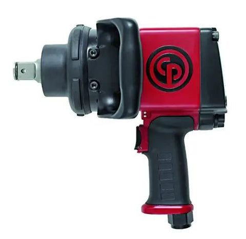 Heavy Duty 1 Inch Air Impact Wrench With Beefy Aluminum Housing And Sharp Red Finish Built Like A Tank For Grease Monkeys Featuring Swivel TPR Grip High Torque Control And Boss Level Reliability side view showing durable steel body and TPR grip.