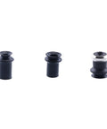 Three varying sizes of industrial black nitrile rubber suction nozzle tips for pneumatic grippers in a white background.