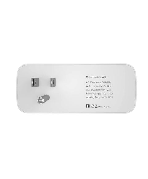 Back view of Dual Smart Plug Outlet Extender With Surge Protector, Works With Alexa And Google Home, 10A, FCC Listed, white