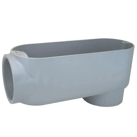 Side view of ProConnex Rigid Type LB Half Inch Conduit Body 02 55641LB Conduit Fitting, aluminum die-cast, preassembled for raceway access