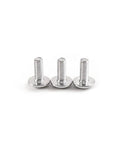 Close-up of three aluminum bolts from Fairing Bolts Kit For CBR250R 2011 To 2014 Aluminum Fasteners Hardware Clips Dope Orange Universal Fit For Most Sport Bikes Durable Corrosion Resistant High Grade Premium Complete Assembly placed side by side on a white background.