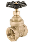 Gate valve, Legend Valve 2-1/2 in. T-400 brass body with black handwheel, threaded female ends.