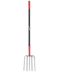 5 Tine Pitch Fork Heavy Duty Manure Fork With Long Fiberglass Handle 58 Inch For Farm Garden Yardwork And Compost Turning A Workhorse No Weld Head Built For Tough Dirt And Loose Materials