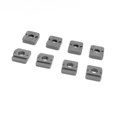 Heavy Duty Nylon Miter Table Slide Replacement Kit Built Tough For Your Shop With Smart 3D Printed Rollers Smoothing Out Every Cut For That Sweet Saw Glide, set of gray nylon track sliders.