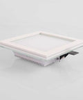 Ultra Thin Square Recessed LED Downlight Kit - Commercial Embedded Spotlight with Glass Panel Trim for Home Hallway & Living Room Lighting, Energy Efficient Ceiling Lights, side view with white frame.