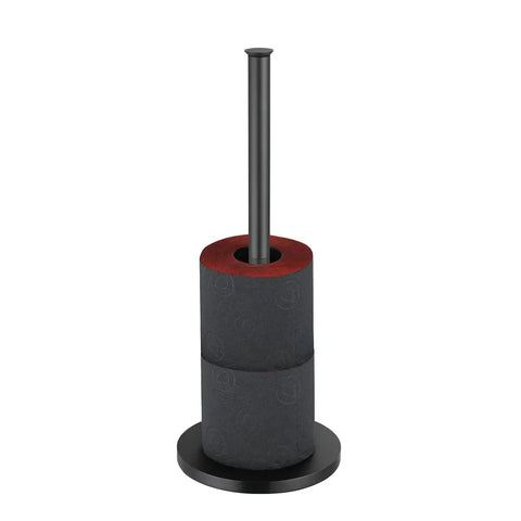 Matte Black Stainless Steel Toilet Paper Storage Stand That Holds 3 Rolls Thick Zero Point Eight Millimeter Frame Built Tough Prevents Rust