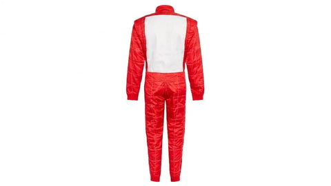 Back view of red Go Kart Racing Suit Water Resistant Digital Print Breathable Fabric No Sweat for Adults, Youth and Kids Unisex XXL 62