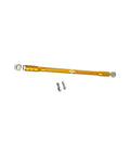 Gold CNC Aluminum Clutch Shift Linkage Rod For Harley Davidson FL Softail And Touring Models Adjustable Bolts 6061 T6 Anodized Finish Fits 86 And Up Ready To Install, shown with bolts