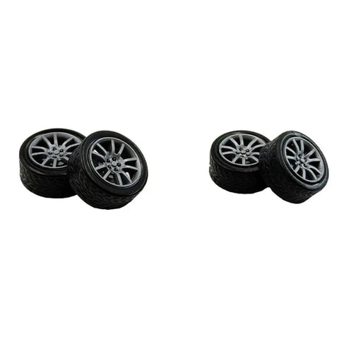 30 Piece Rubber Tire Wheel Set With 2mm Shafts For DIY RC Cars Robots And More, 18mm Diameter Wheels 7mm Wide Displayed
