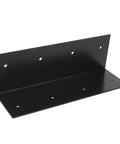 Heavy Duty L Brackets For Raised Garden Beds 4 Pack 9 By 3 Inch Black Steel Corner Braces Pre Drilled Holes shown from side angle.