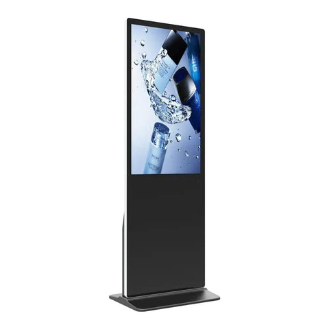 Top Tier 49 Inch Interactive Digital Signage Floor Standing Kiosk With 10 Point Infrared Touch Screen And Legit Crisp Full Hd Display Monitor showing beauty products.